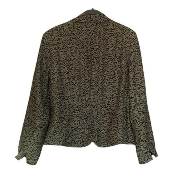 RQT Zebra Print Blazer Womens Size 16 Green Lined Long Sleeve Suit Jacket Office - Picture 2 of 8